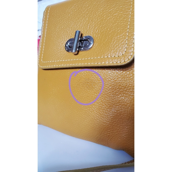 Mustard Yellow Pebbled Leather Small Crossbody Bag - Picture 2 of 11